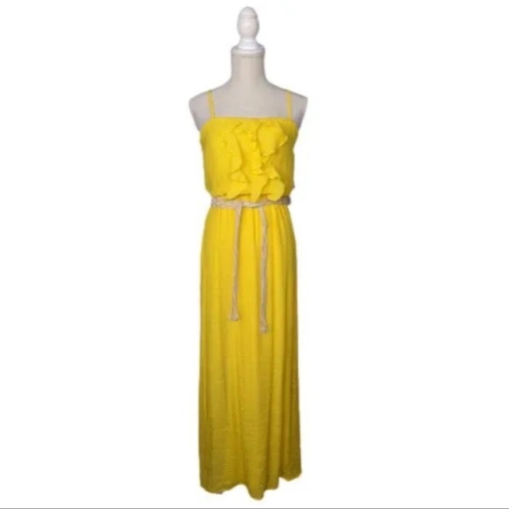 Yellow Maxi Dress with Ruffle size Medium excellent condition